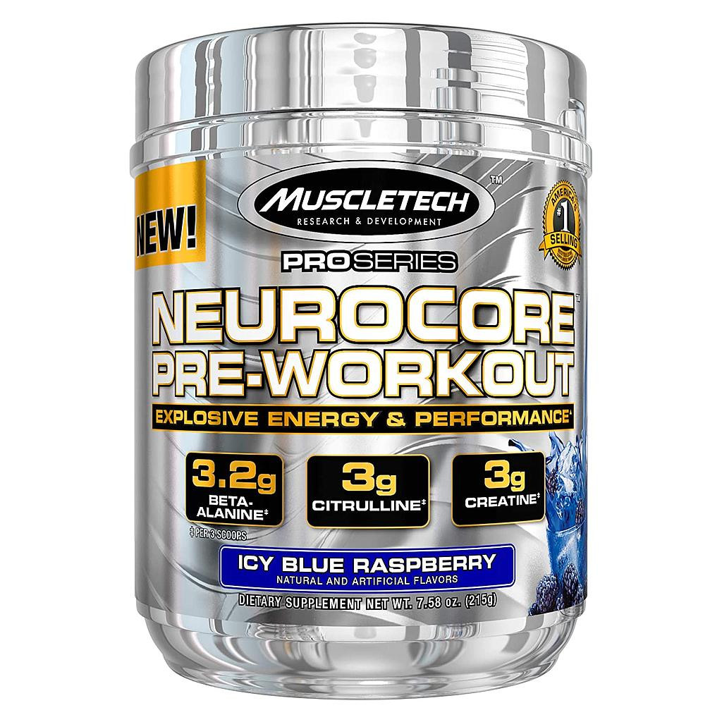 Muscletech Neurocore Pre-Workout, Icy Blue Raspberry, 50 Servings, 215g